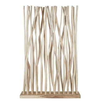Maisons du monde Biombo de madera de teca marr&oacute;n