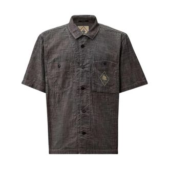 C.P. Company Chambray Buttondown Shirt met Korte Mouwen - Heren - Korte mouwen Overhemden - Blauw - S - Katoen - Overhemden