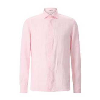 Stenstr&ouml;ms Regular-Fit Linnen Overhemd - Heren - Casual Overhemden - Roze - L - Linnen - Overhemden