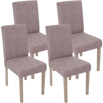 Hhg Set 4x sedie Littau tessuto soggiorno cucina sala da pranzo 43x56x90cm grigio piedi color rovere