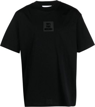 Moschino logo-patch cotton T-shirt - men - Cotton - 48 - Black