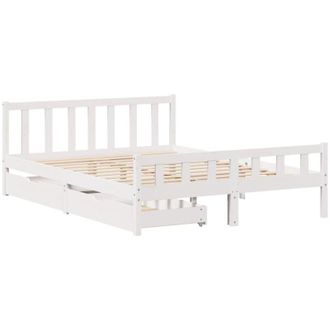 vidaXL Vidaxl - Estructura De Cama Sin Colch&oacute;n Madera De Pino Blanca 150x200 Cm