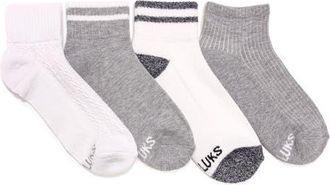 Muk Luks Dream Step Mini Crew Socks, 4 Pair Pack in Ghost Grey at Nordstrom
