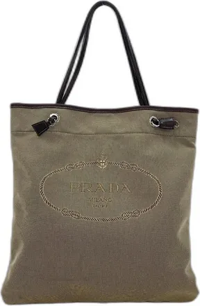 Prada Brown Canvas Tote Bag (Pre-Owned)