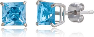 MAX + STONE 10k Yellow or White Gold 5mm Princess Cut Gemstone Stud Earrings