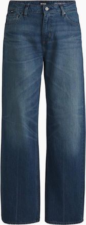 HUGO BOSS Womens Wide Leg Boyfriend Jeans - Navy - Size: 30 l32