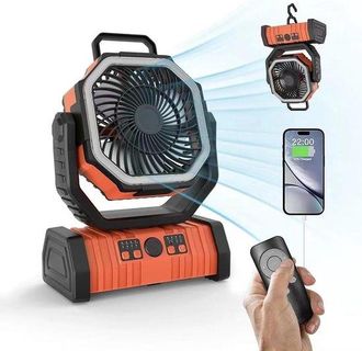 No Brand Ventilador Port&aacute;til Para Camping De Alta Capacidad - Control Remoto - Iluminaci&oacute;n - Dispositivo Aut&oacute;nomo - Inal&aacute;mbrico - Sin Pilas - Port&aacute;til (naranja