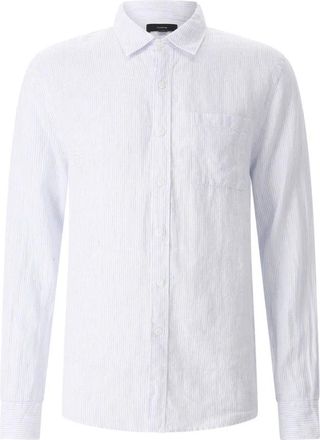 Vince Klassiek gesneden linnen overhemd - Heren - Zakelijke Overhemden - Blauw - M - Linnen - Overhemden