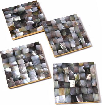 Tiramisu 4Pc Mother Of Pearl Coaster Set