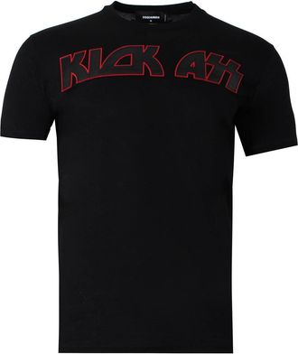 Dsquared2 Mens Kick Ass Short Sleeve Tee In Black/red