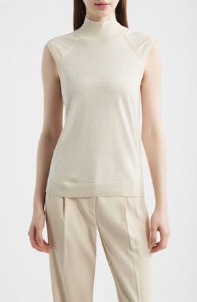 BOSS Fipini Virgin Wool Turtleneck Tank in Light Pumice at Nordstrom, Size X-Large