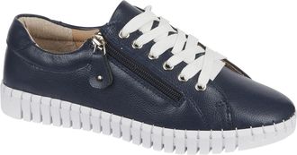 Jo & Joe Ladies Casual Comfort Real Suede Stylish Leisure Shoe with Lace and Zip Fastening Easy to Wear, Lightweight Sizes 4-8 (Dark Blue, UK Footwear Size Sys