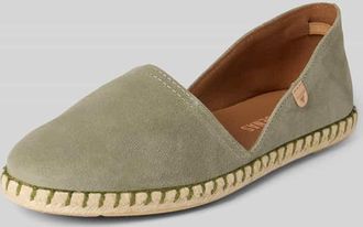 Verbenas Espadrilles aus Leder mit Label-Patch Modell CARMEN in Khaki, Gr&ouml;&szlig;e 37
