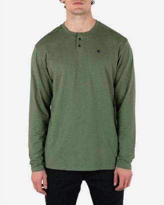 Hurley H2O Dri Slub Henley Long Sleeve Top In Malverde