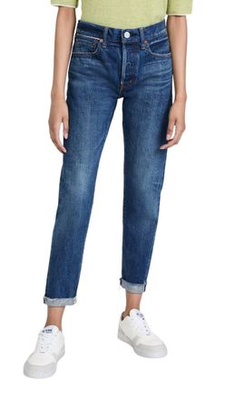 Moussy Wilbur Tapered Mid Rise Jean In Blue