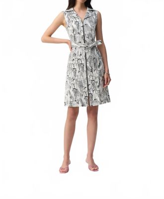 Joseph Ribkoff Notched Collar Sleeveless Sheath Dress In Vanilla/black