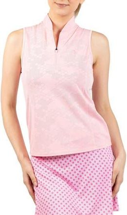 Tailorbyrd Honeycomb Print Sleeveless Quarter Zip Polo in Pink at Nordstrom Rack, Size X-Large