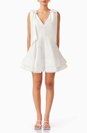 Elliatt Kalani Bow Shoulder Fit & Flare Minidress in Ivory at Nordstrom Rack, Size X-Large
