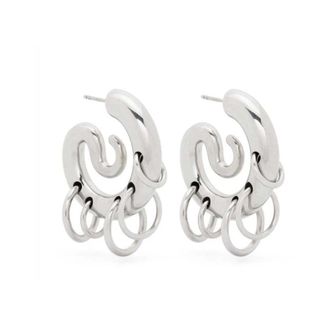 Panconesi Serpent Hoop Oorbellen met Bungelende Ringen - Dames - Oorbellen - Grijs - ONE Size - Accessoires