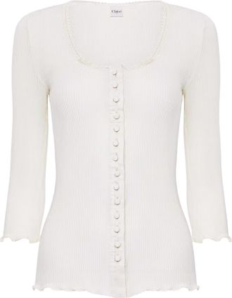 Chlo&eacute; FITTED TOP IN COTTON AND SILK JERSEY - Chloe - Woman