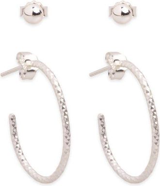 Argento Vivo Set of 2 Ball Stud & Textured Hoop Earrings at Nordstrom