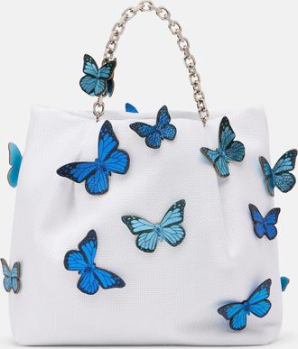 Aquazzura Papillon Mini applique raffia tote bag