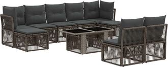 vidaXL Conjunto De Sof&aacute;s De Jard&iacute;n 10 Uds. Gris Rat&aacute;n Sint&eacute;tico Vidaxl