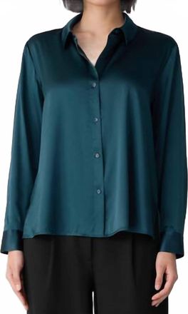 Eileen Fisher Stretch Classic Collar Shirt In Alpine