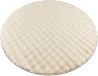RugsX Carpet BUBBLE circle ivory 12 IMITATION OF RABBIT FUR 3D structural beige round 120 cm