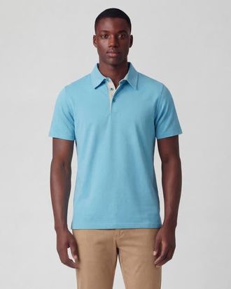 Lords of Harlech Mens Knit Polo in Teal at Nordstrom, Size Xx-Large