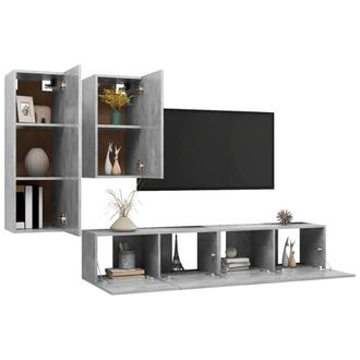 Berkfield Home Modern 4 Piece TV Cabinet Set Concrete Grey Engineered Wood