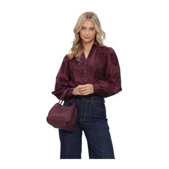 Nukus Nukus, Overhemden, Dames, Paars, L, Polyester, Antonella Blouse Paillet Flower