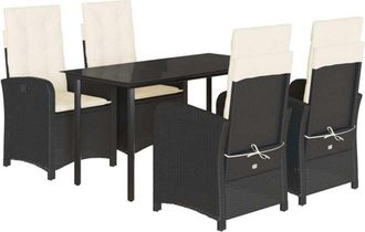 vidaXL Set De Muebles Jard&iacute;n 5 Pzas Con Cojines Rat&aacute;n Sint&eacute;tico Negro Vidaxl