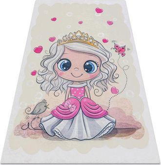 RugsX BAMBINO 43020 washing carpet Princess, stars for children anti-slip - cream / pink beige 120x170 cm