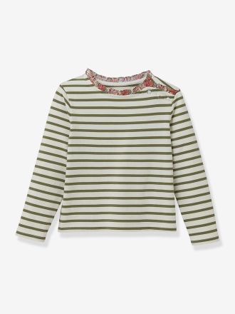 Cyrillus Ringelshirt mit Liberty-Stoff aus Bio-Baumwolle, M&auml;dchen CYRILLUS rosa bedruckt