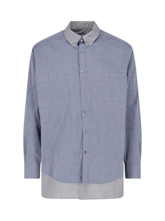 Maison Margiela Blue Cotton Layered Button-Down Shirt