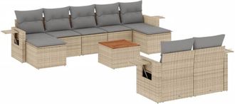 vidaXL Juego De Sof&aacute;s Jard&iacute;n Con Cojines Beige 10 Pzas Rat&aacute;n Sint&eacute;tico Vidaxl