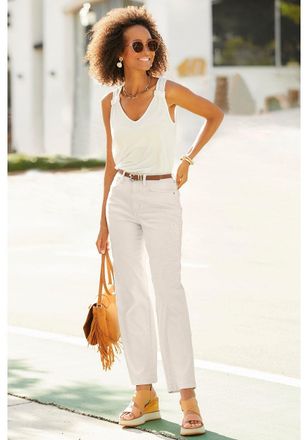 Lascana Womens Embroidered Straight Leg Jeans