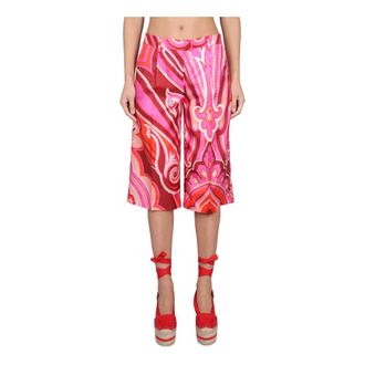 Etro Etro, Long Shorts, female, Pink, Size: S Silk and Cotton Bermuda Shorts