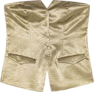 Forte_Forte Bustier - Dames - Tops zonder mouwen - Beige - S - Katoen - Tops