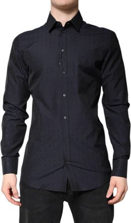 Dolce & Gabbana Black Cotton GOLD Men Dress Formal Mens Shirt
