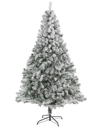 Nearly Natural 7Ft. Flocked Rock Springs Spruce Artificial Christmas Tree With 800 Bendable Branches
