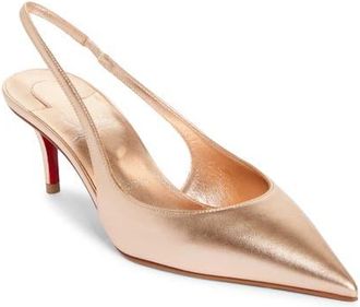 Christian Louboutin Miss Z Metallic Pointed Toe Slingback Pump in Gold at Nordstrom, Size 10.5Us