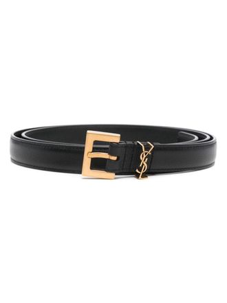 Saint Laurent Cassandre leather belt - Black