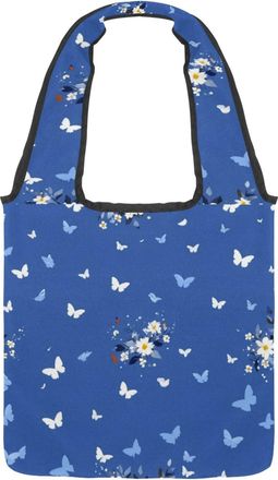 Generic Colorful Butterfly Reversible Canvas Shoulder Tote - Double-Sided Print, 12oz Cotton, 27cm Drop, Fold-Flat Bag for Travel, Shopping, Street Outings