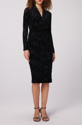 Diane Von F&uuml;rstenberg Tamra Long Sleeve Velvet Dress in Black at Nordstrom Rack, Size X-Large