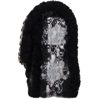 Chanel Tweed and Shearling Flap Bag - Black, White and Gray