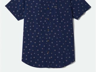 Brixton Mens Charter Button Down Shirt In Midnight Blue Geo