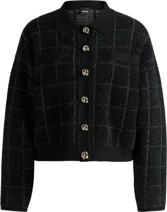 BOSS Cropped jacket in sparkle tweed with feature buttons