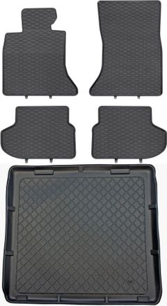 OEM Bmw Serie 5 F11 Familiar (2013-04.2017) - Juego De Alfombrillas De Goma Para Coche + Alfombrilla Para Maletero